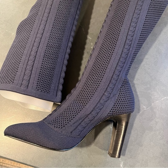 Charles by Charles David sz 5 David navy cable knit tall pull on sock boots - Picture 8 of 15